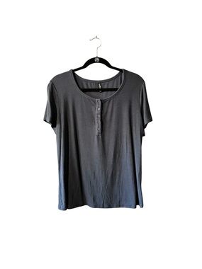5/$25 PrettyGarden Dark Blue Ribbed Short Sleeve Henley T Shirt